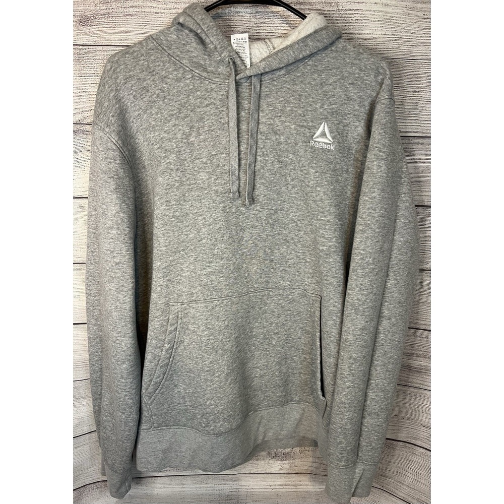 Reebok Men's Grey Delta Logo Fleece Size M Hoodie Sweatshirt